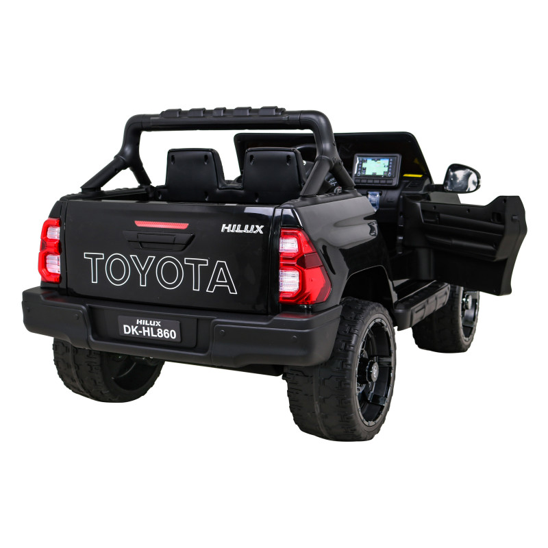 Toyota Hilux na akumulator dla dzieci Czarny + Napęd 4x4 + Pilot + 2 bagażniki + Radio MP3 + LED