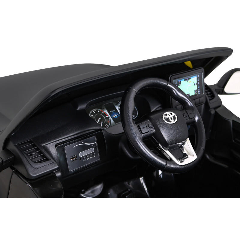Toyota Hilux na akumulator dla dzieci Czarny + Napęd 4x4 + Pilot + 2 bagażniki + Radio MP3 + LED