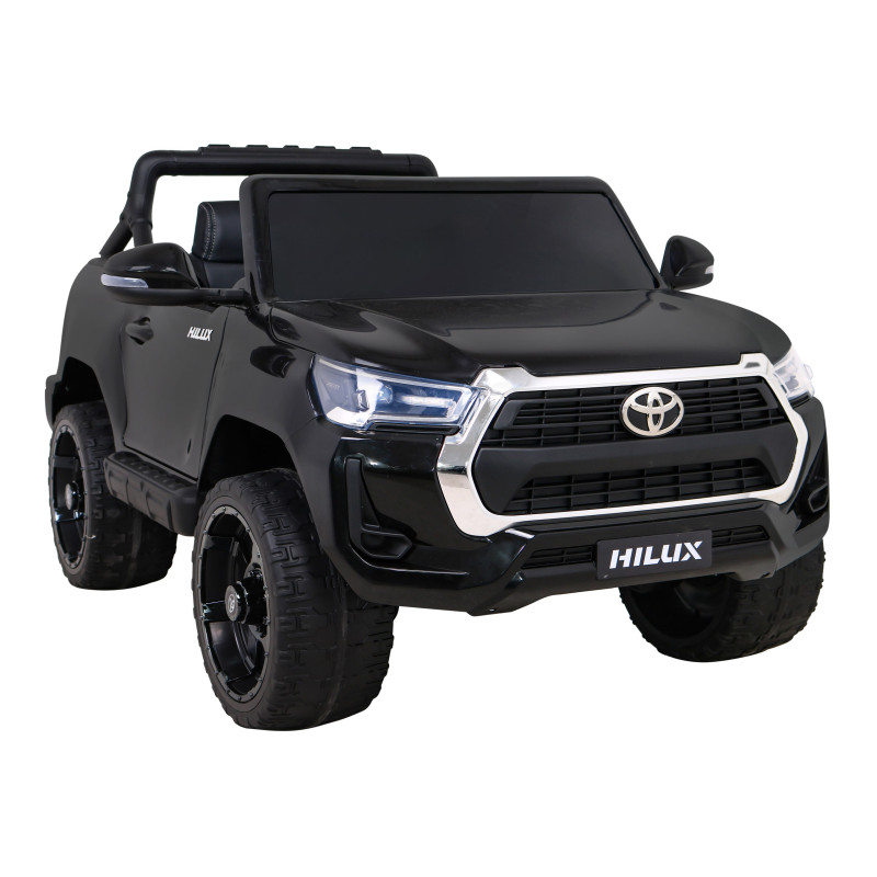 Toyota Hilux na akumulator dla dzieci Czarny + Napęd 4x4 + Pilot + 2 bagażniki + Radio MP3 + LED