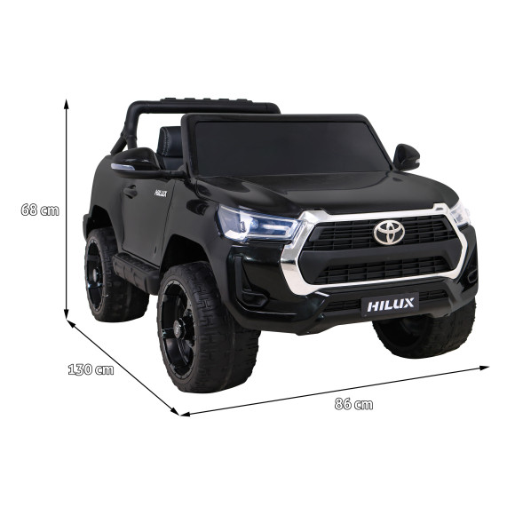 Toyota Hilux na akumulator dla dzieci Czarny + Napęd 4x4 + Pilot + 2 bagażniki + Radio MP3 + LED