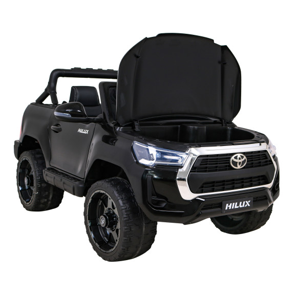 Toyota Hilux na akumulator dla dzieci Czarny + Napęd 4x4 + Pilot + 2 bagażniki + Radio MP3 + LED