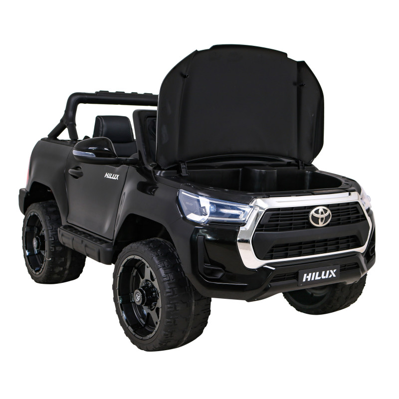 Toyota Hilux na akumulator dla dzieci Czarny + Napęd 4x4 + Pilot + 2 bagażniki + Radio MP3 + LED