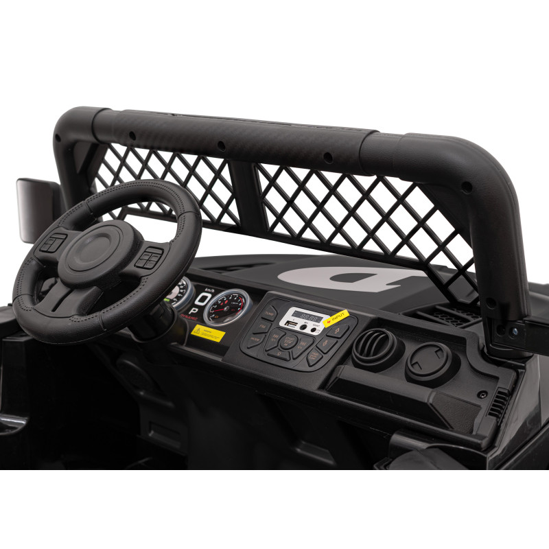 Autko terenowe Geoland Power dla 2 dzieci Czarny + Pilot + Silniki 2x200W + Bagażnik + Radio MP3 + LED