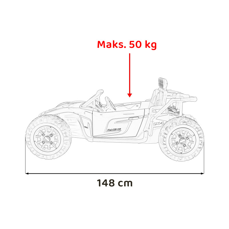Auto Buggy Racing 5 na akumulator dla dzieci Czarny + Silniki 2x200W + Pilot + Audio LED + Wolny Start