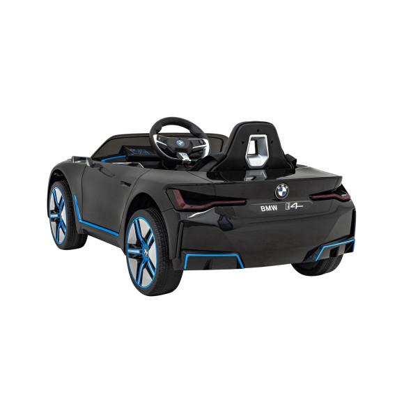 Autko BMW i4 na akumulator dla dzieci Czarny + Wolny Start + EVA + Ekoskóra + Audio LED + Pilot