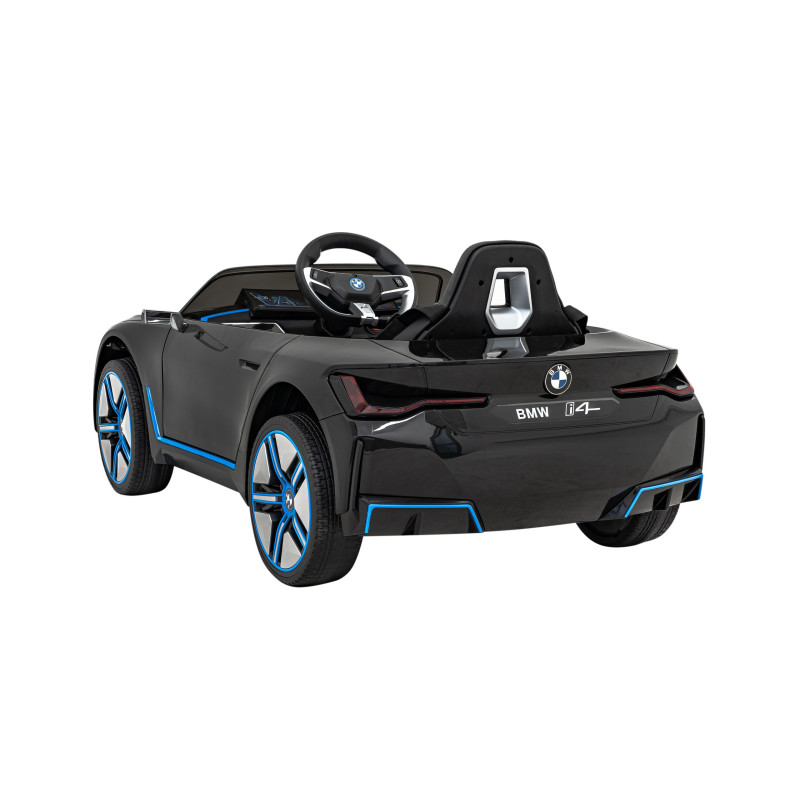 Autko BMW i4 na akumulator dla dzieci Czarny + Wolny Start + EVA + Ekoskóra + Audio LED + Pilot