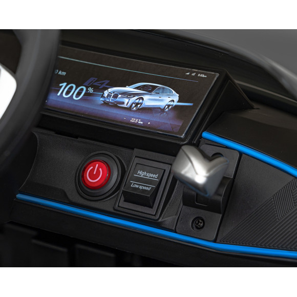 Autko BMW i4 na akumulator dla dzieci Czarny + Wolny Start + EVA + Ekoskóra + Audio LED + Pilot