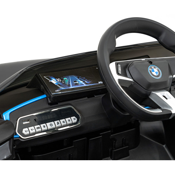 Autko BMW i4 na akumulator dla dzieci Czarny + Wolny Start + EVA + Ekoskóra + Audio LED + Pilot
