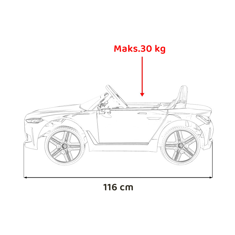 Autko BMW i4 na akumulator dla dzieci Czerwony + Wolny Start + EVA + Ekoskóra + Audio LED + Pilot