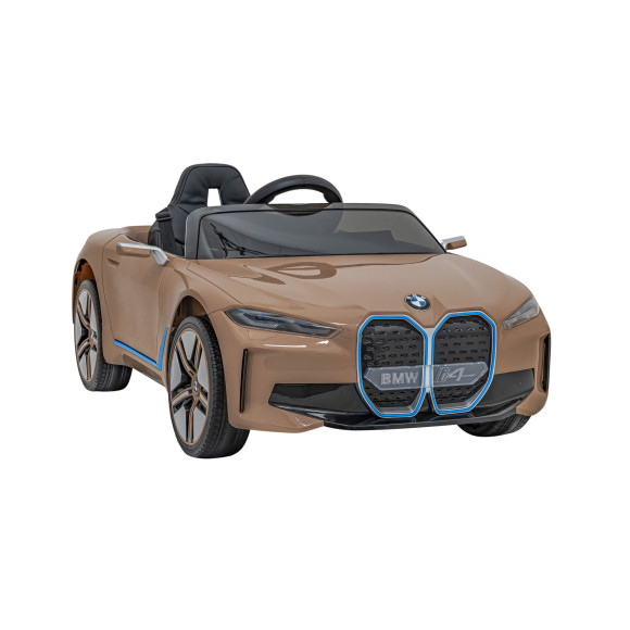 Autko BMW i4 na akumulator dla dzieci Złoty + Wolny Start + EVA + Ekoskóra + Audio LED + Pilot