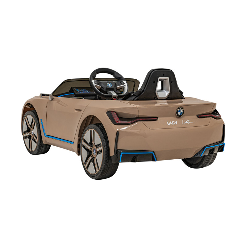 Autko BMW i4 na akumulator dla dzieci Złoty + Wolny Start + EVA + Ekoskóra + Audio LED + Pilot
