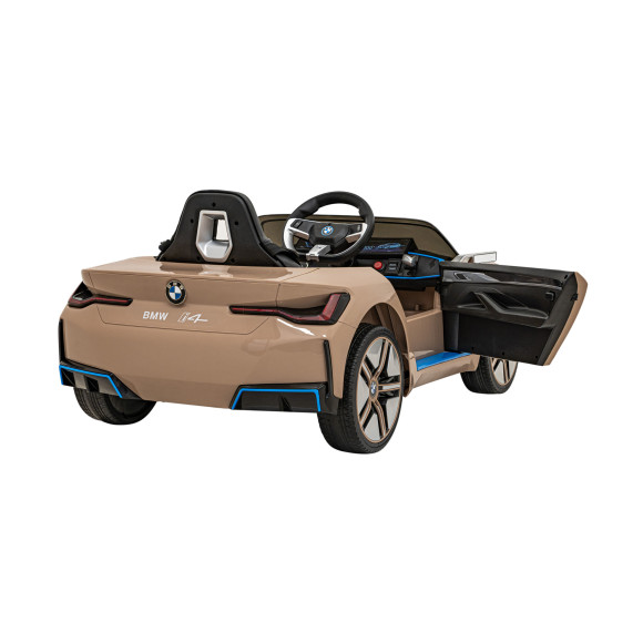 Autko BMW i4 na akumulator dla dzieci Złoty + Wolny Start + EVA + Ekoskóra + Audio LED + Pilot