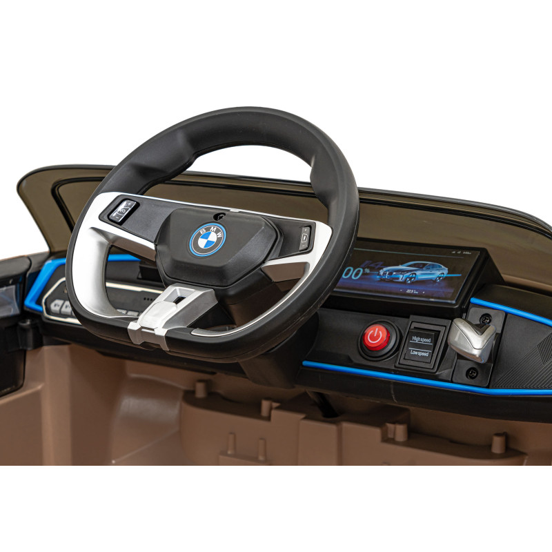 Autko BMW i4 na akumulator dla dzieci Złoty + Wolny Start + EVA + Ekoskóra + Audio LED + Pilot