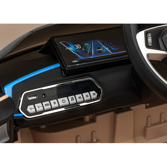 Autko BMW i4 na akumulator dla dzieci Złoty + Wolny Start + EVA + Ekoskóra + Audio LED + Pilot