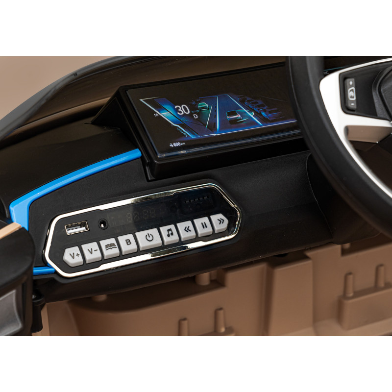 Autko BMW i4 na akumulator dla dzieci Złoty + Wolny Start + EVA + Ekoskóra + Audio LED + Pilot