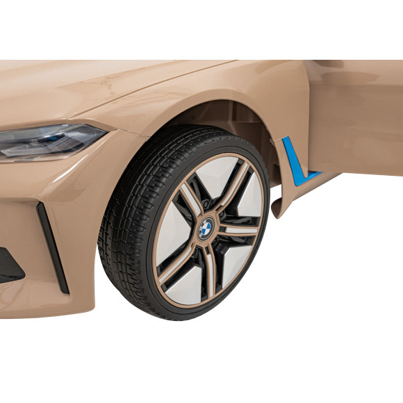 Autko BMW i4 na akumulator dla dzieci Złoty + Wolny Start + EVA + Ekoskóra + Audio LED + Pilot