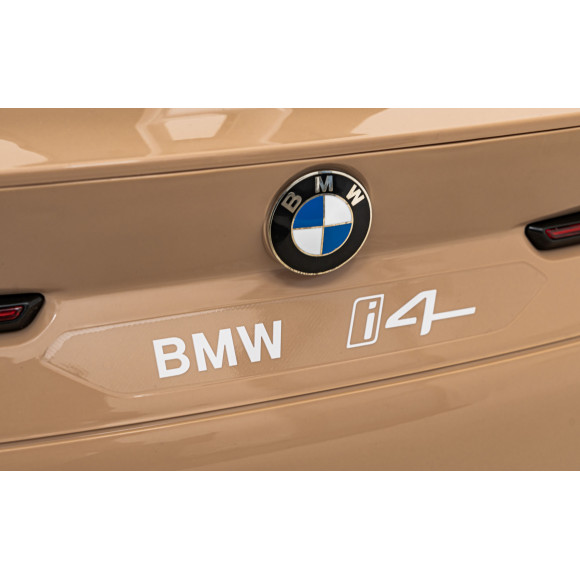 Autko BMW i4 na akumulator dla dzieci Złoty + Wolny Start + EVA + Ekoskóra + Audio LED + Pilot