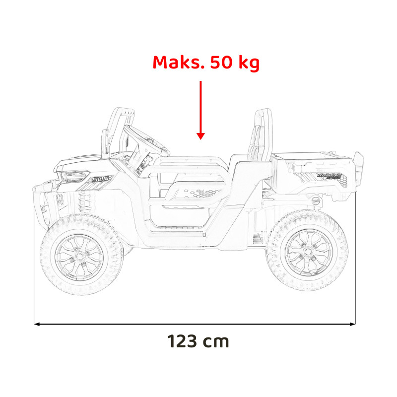 Auto Pick-Up Speed 900 dla dzieci Czarny + Napęd 4x4 + Ruchomy kiper + Bagażnik + Pilot + Łopatka + Audio LED