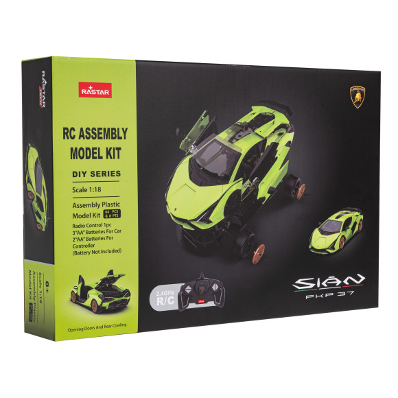 Lamborghini Sian zielony RASTAR model 1:18 Zdalnie sterowane auto + Pilot 2,4 GHz + Body kit 72 el. + Otwierane drzwi bagażnik