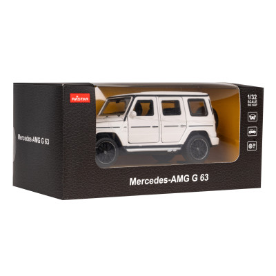 Mercedes-AMG G 63 biały RASTAR model 1:32 Metalowa karoseria + Ręcznie otwierane elementy