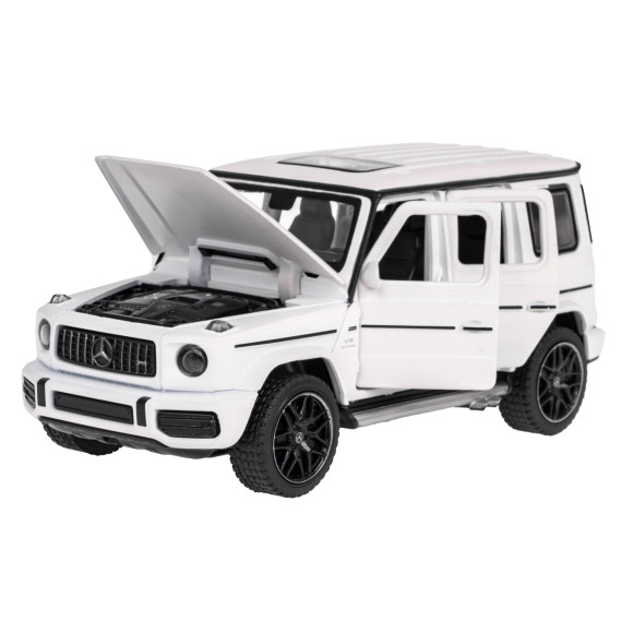 Mercedes-AMG G 63 biały RASTAR model 1:32 Metalowa karoseria + Ręcznie otwierane elementy