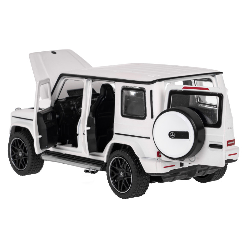 Mercedes-AMG G 63 biały RASTAR model 1:32 Metalowa karoseria + Ręcznie otwierane elementy