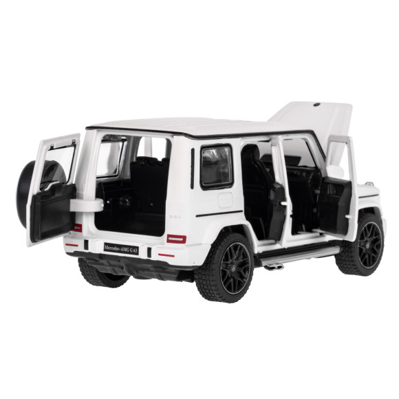 Mercedes-AMG G 63 biały RASTAR model 1:32 Metalowa karoseria + Ręcznie otwierane elementy