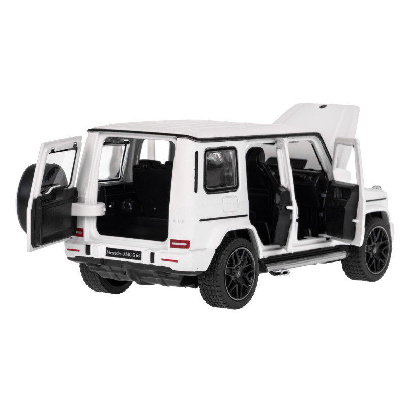 Mercedes-AMG G 63 biały RASTAR model 1:32 Metalowa karoseria + Ręcznie otwierane elementy