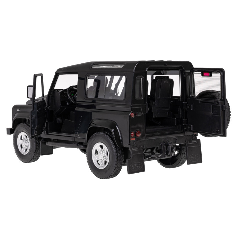 Land Rover Defender czarny RASTAR model 1:14 Zdalnie sterowanie auto + Pilot 2,4 GHz + Ręcznie otwierane drzwi