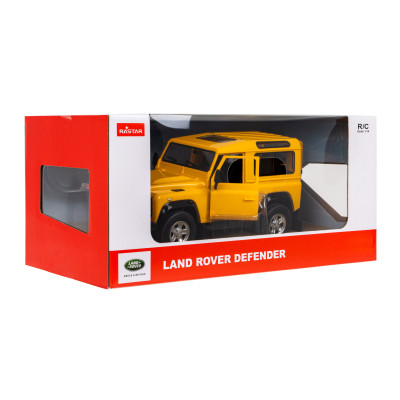 Land Rover Defender żółty RASTAR model 1:14 Zdalnie sterowanie auto + Pilot 2,4 GHz + Ręcznie otwierane drzwi