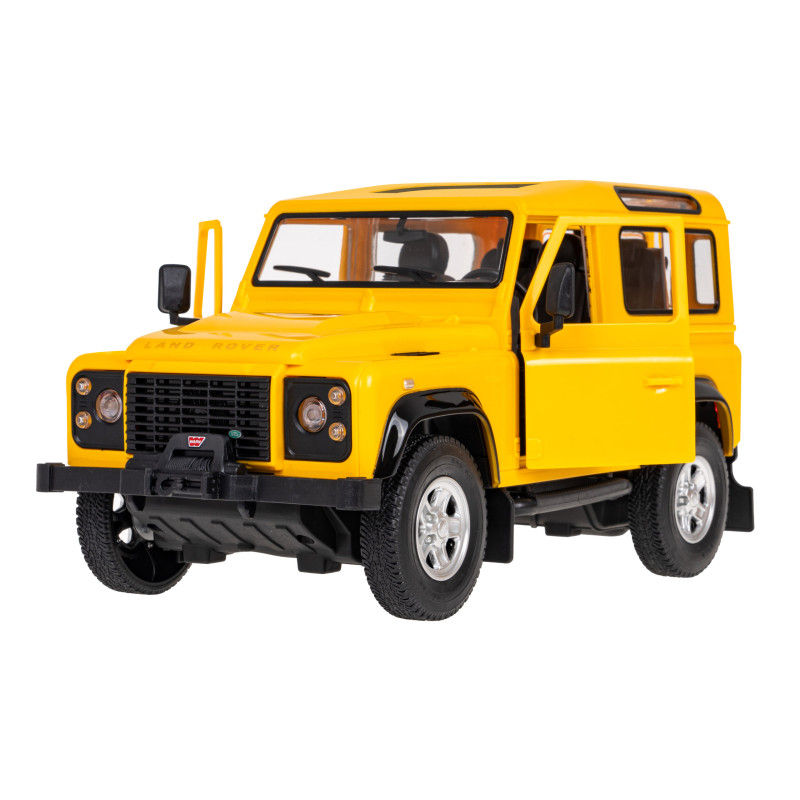 Land Rover Defender żółty RASTAR model 1:14 Zdalnie sterowanie auto + Pilot 2,4 GHz + Ręcznie otwierane drzwi