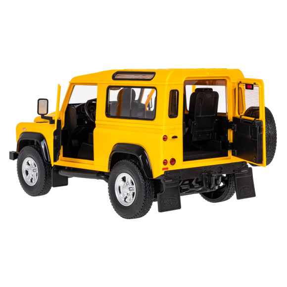 Land Rover Defender żółty RASTAR model 1:14 Zdalnie sterowanie auto + Pilot 2,4 GHz + Ręcznie otwierane drzwi