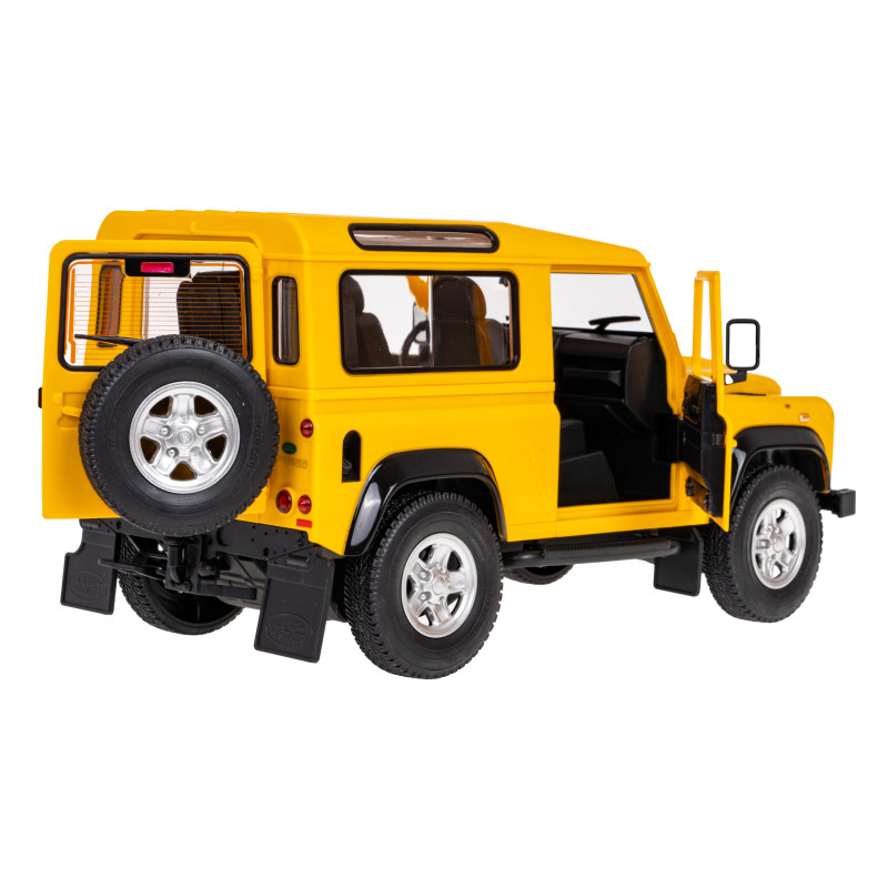 Land Rover Defender żółty RASTAR model 1:14 Zdalnie sterowanie auto + Pilot 2,4 GHz + Ręcznie otwierane drzwi
