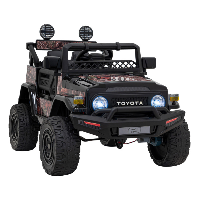 Toyota FJ Cruiser dla dzieci Czarny Liście + Pilot + Napęd 4x4 + Audio LED + EVA + Wolny Start