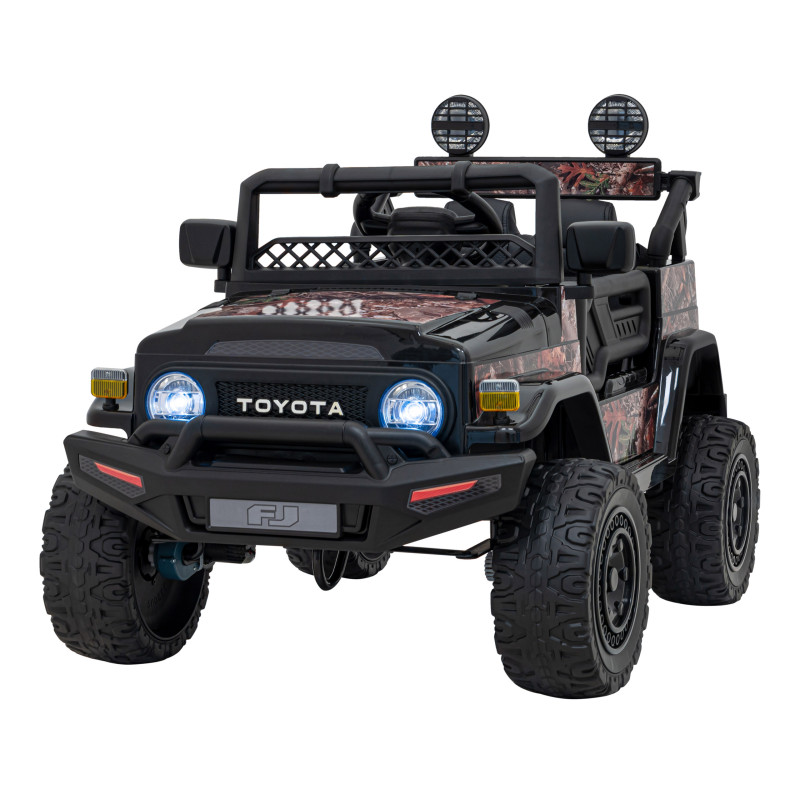 Toyota FJ Cruiser dla dzieci Czarny Liście + Pilot + Napęd 4x4 + Audio LED + EVA + Wolny Start