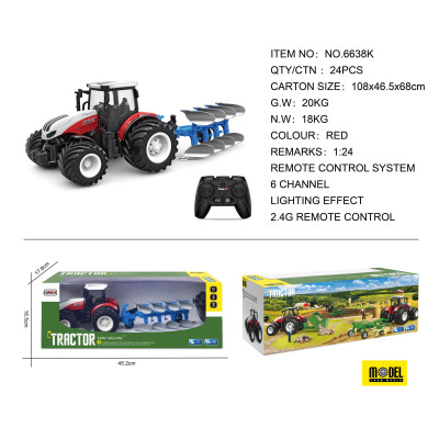 Traktor Czerwony R/C Z Pługiem 1:24