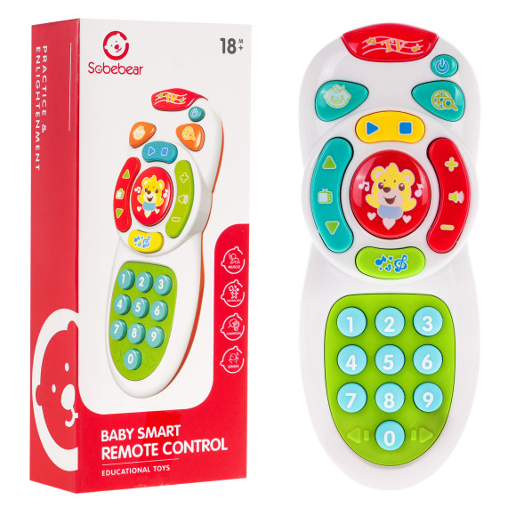Interaktywny Pilot TV dla dzieci 18m+ Melodie + Odgłosy + Liczy po angielsku + Diody LED Interaktywny Pilot TV dla dzieci 18m+ Melodie + Odgłosy + Liczy po angielsku + Diody LED