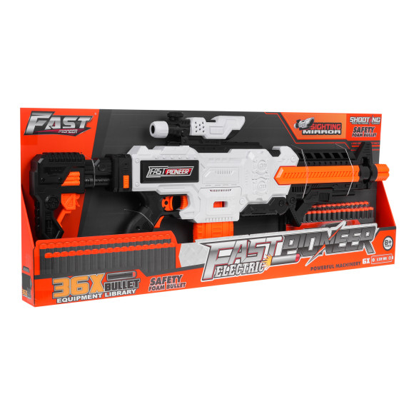 Karabin Fast Pioneer dla dzieci 8+ Celownik + Magazynek + 36 Miękkich Pocisków Karabin Fast Pioneer dla dzieci 8+ Celownik + Magazynek + 36 Miękkich Pocisków