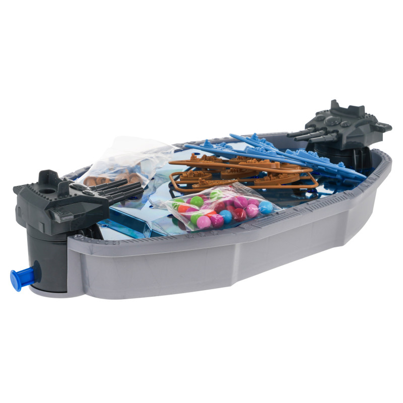 Bitwa Statków 3D dla dzieci 4+ i dorosłych Gra zręcznościowa taktyczna + Okręt z wyrzutniami + 20 Statków + 30 Kulek