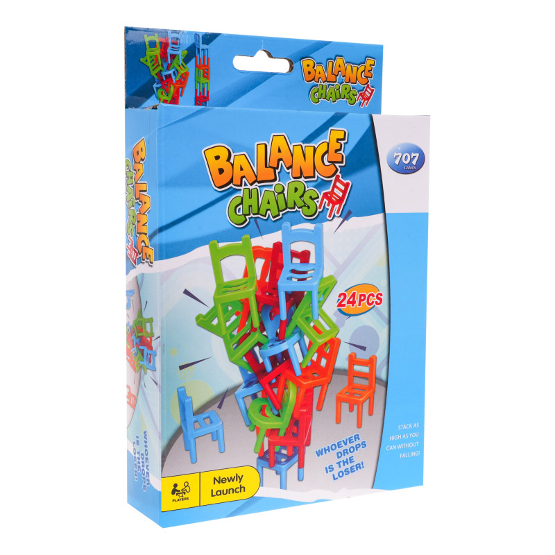 Gra zręcznościowa Krzesła MINI dla dzieci 4+ i dorosłych + 24 Krzesła 4 Kolory 6 Kształtów