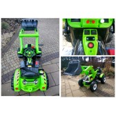 Koparka Ładowarka Traktor na Akumulator z Ruchomą Łyżką zielony