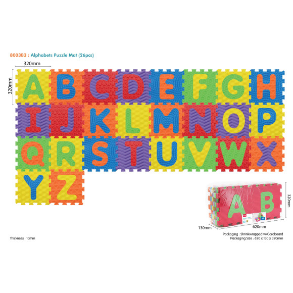 Mata Sensoryczna z 26 Puzzli Alfabet dla dzieci 10m+ Wyjmowane litery + Pianka EVA + Różne faktury Mata Sensoryczna z 26 Puzzli Alfabet dla dzieci 10m+ Wyjmowane litery + Pianka EVA + Różne faktury