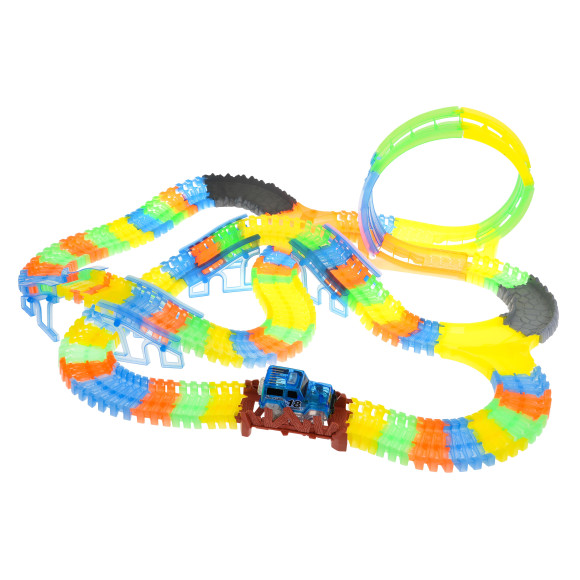 Tor Wyścigowy Fluorescencyjny 446 cm dla dzieci 3+ Pętla + Autko z LED + Akcesoria 227 el. Tor Wyścigowy Fluorescencyjny 446 cm dla dzieci 3+ Pętla + Autko z LED + Akcesoria 227 el.