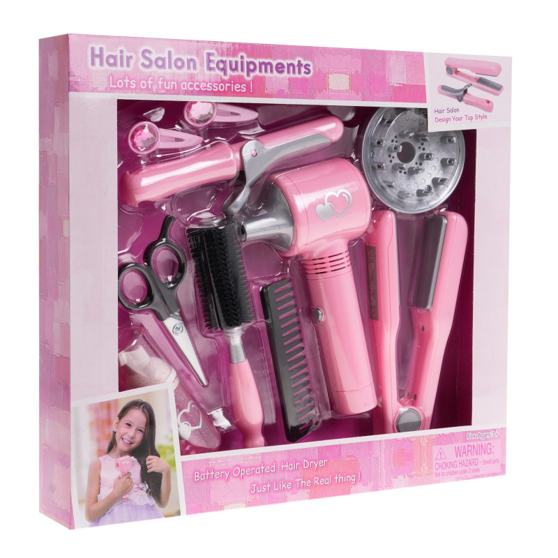 Zestaw Małej Fryzjerki dla dzieci 3+ Interaktywna Suszarka + Lokówka + Prostownica + Akcesoria