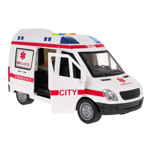 Interaktywna Karetka dla dzieci 3+ Model 1:16 + Dźwięki Światła + Ruchome elementy + Gumowe opony Interaktywna Karetka dla dzieci 3+ Model 1:16 + Dźwięki Światła + Ruchome elementy + Gumowe opony