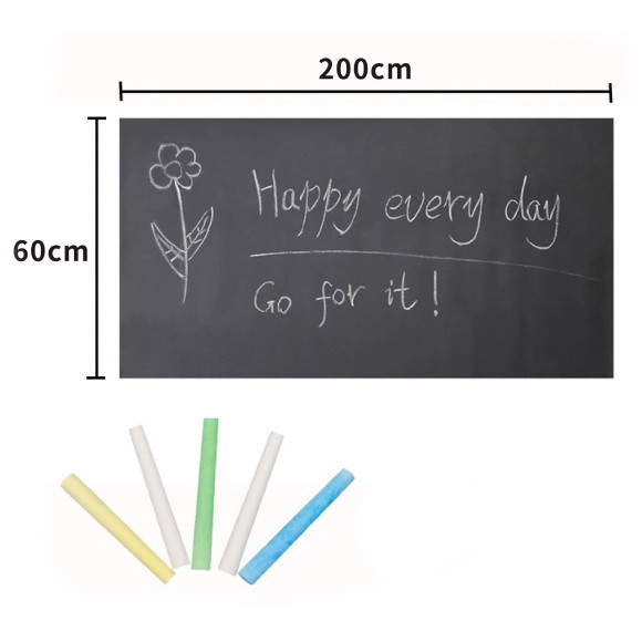 Samoprzylepna Tablica Kredowa dla dzieci 3+ Elastyczna mata 200x60 cm + 5 sztuk Kredy