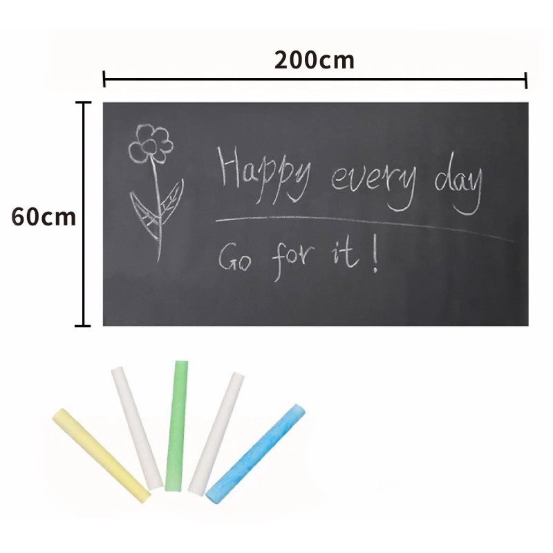 Samoprzylepna Tablica Kredowa dla dzieci 3+ Elastyczna mata 200x60 cm + 5 sztuk Kredy
