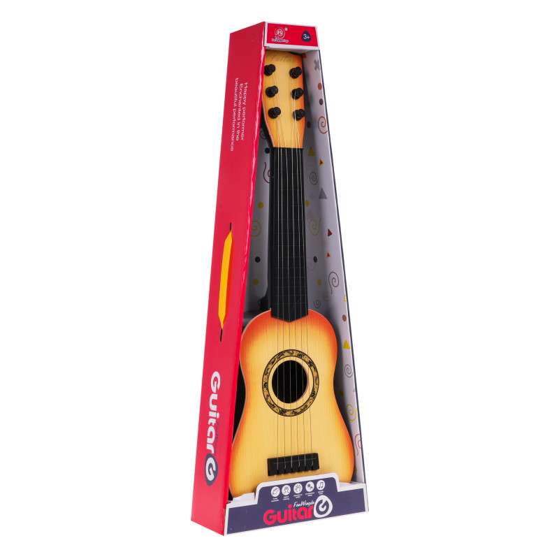 Gitara Klasyczna dla dzieci 3+ Jasny Brąz Zabawkowy Instrument + 6 Metalowych Strun