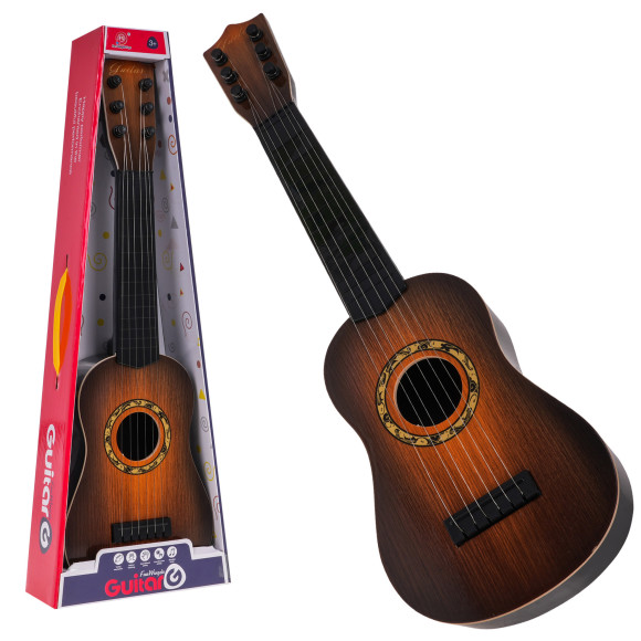 Gitara Klasyczna dla dzieci 3+ Ciemny Brąz Zabawkowy Instrument + 6 Metalowych Strun Gitara Klasyczna dla dzieci 3+ Ciemny Brąz Zabawkowy Instrument + 6 Metalowych Strun