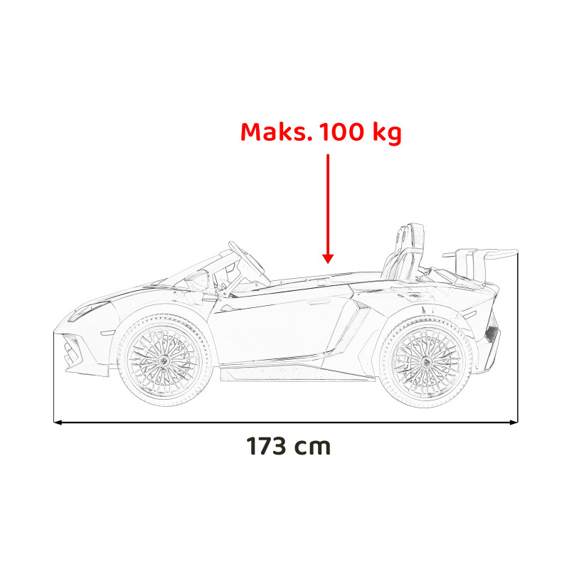 Lamborghini Aventador SV na akumulator dla 2 dzieci Szary + Silnik bezszczotkowy + Pompowane koła + Audio LED